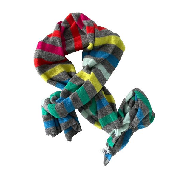 Old Navy One Size Scarf, Long, Gray with Multicolor Rainbow Stripes - Picture 1 of 3